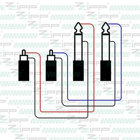 CAVO AUDIO 2SP.RCA/2 SP. 6.3MONO    PROF. 1.2mt