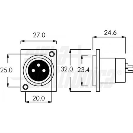 PRESA XLR 3 POLI DA PANNELLO NERA   ALPHA