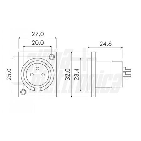 SPINA XLR 3 POLI DA PANNELLO NERA   ALPHA ELETTRONICA