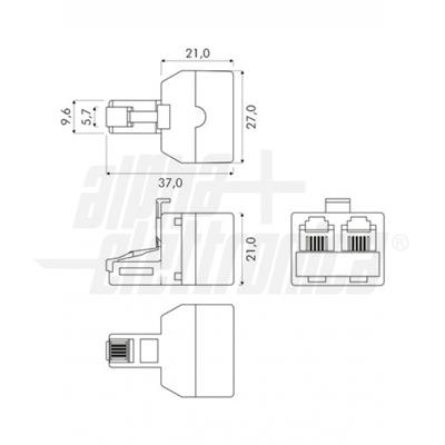 ADATTATORE TELEFONICO 1SP/2PR 6P4C