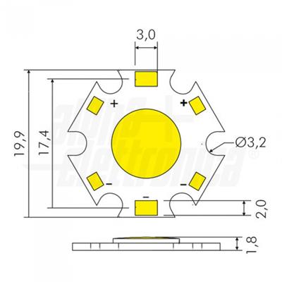 LED DI POTENZA 5W 350mA CS B/FREDDO 15.5v