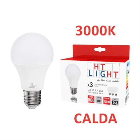 KIT 3 GOCCIA LED 11W E27 B/CALDO